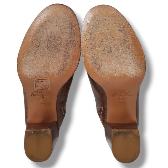 Patricia Nash Leather Global Map Mules Shoes Womens Size 10 Carmine Brown - Picture 8 of 9